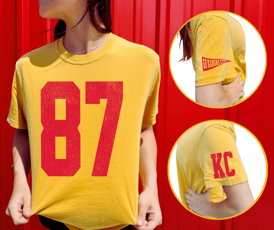 Oversized 87 - KC Pennant Sleeves (Pick Your Tee Color) - Graphic Tee - The Red Rival