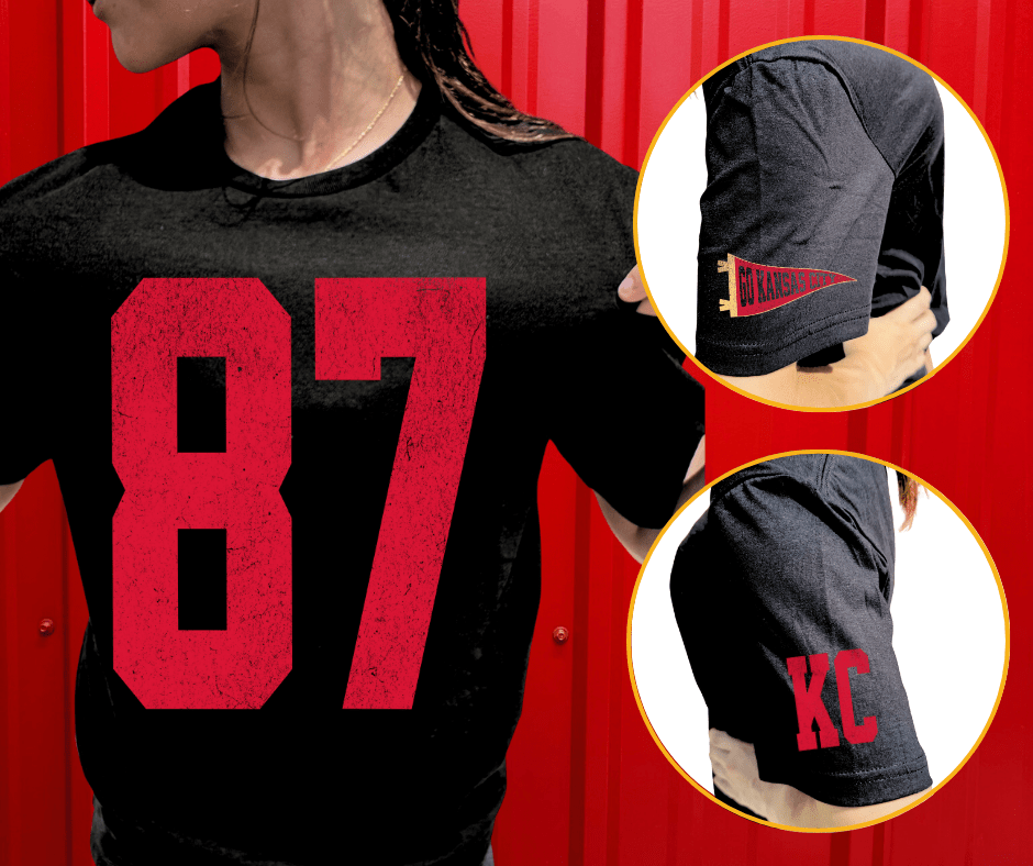 Oversized 87 - KC Pennant Sleeves (Pick Your Tee Color) - Graphic Tee - The Red Rival