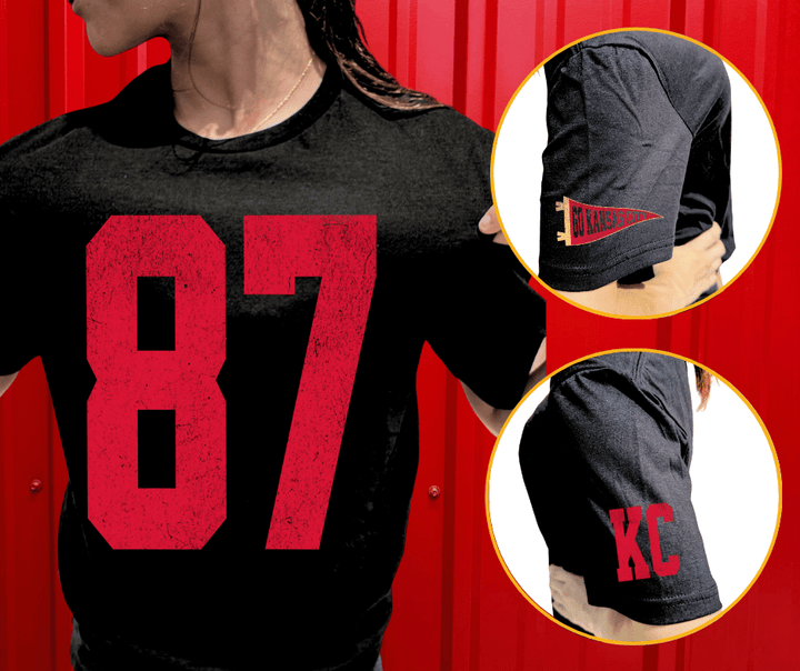 Oversized 87 - KC Pennant Sleeves (Pick Your Tee Color) - Graphic Tee - The Red Rival