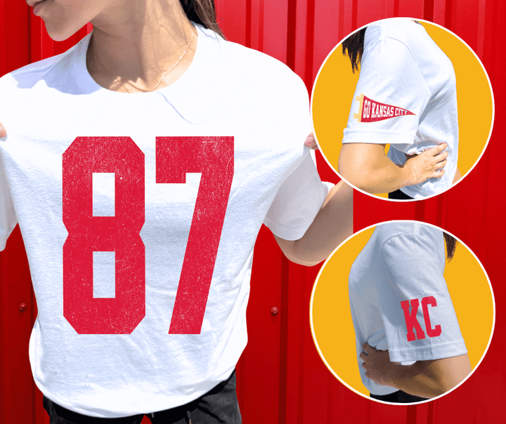 Oversized 87 - KC Pennant Sleeves (Pick Your Tee Color) - Graphic Tee - The Red Rival