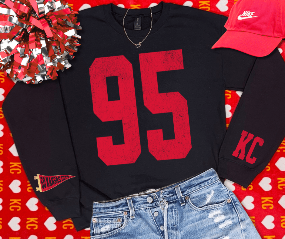 Oversized 95 - KC Pennant Sleeves (Pick Your Color) - Graphic Tee - The Red Rival
