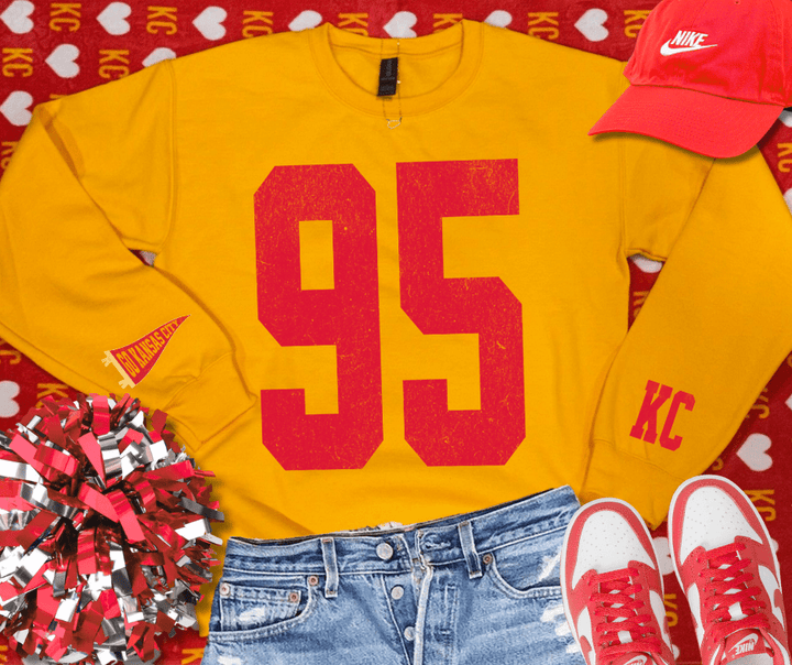 Oversized 95 - KC Pennant Sleeves (Pick Your Sweatshirt Color) - Graphic Tee - The Red Rival