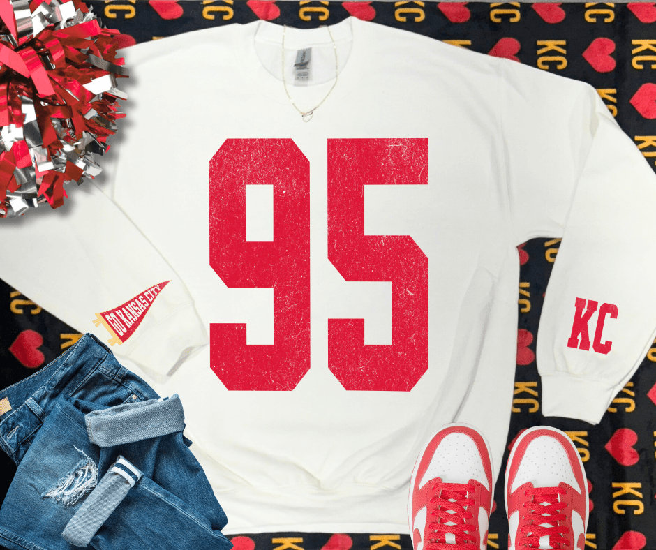 Oversized 95 - KC Pennant Sleeves (Pick Your Sweatshirt Color) - Graphic Tee - The Red Rival