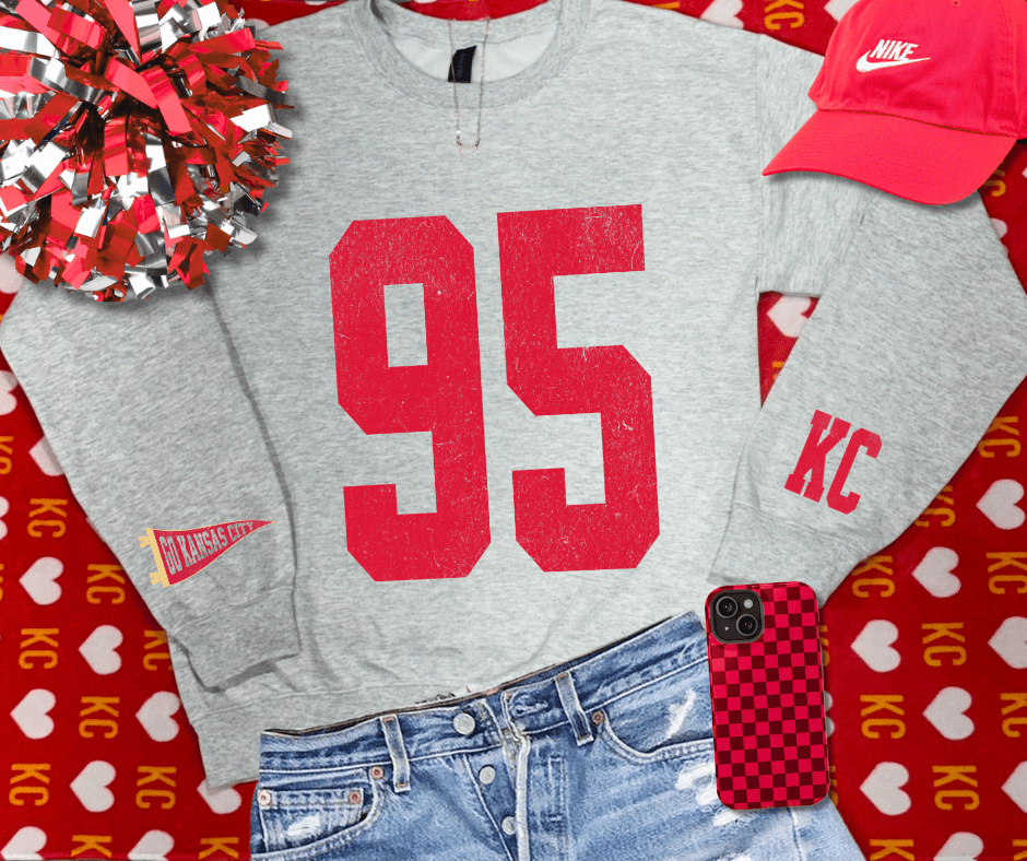 Oversized 95 - KC Pennant Sleeves (Pick Your Sweatshirt Color) - Graphic Tee - The Red Rival