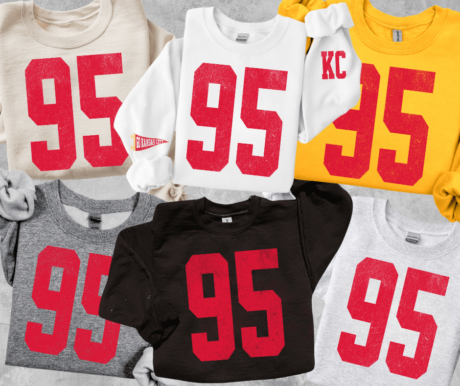 Oversized 95 - KC Pennant Sleeves (Pick Your Sweatshirt Color) - Graphic Tee - The Red Rival