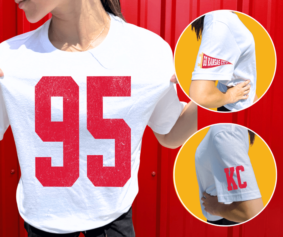 Oversized 95 - KC Pennant Sleeves (Pick Your Tee Color) - Graphic Tee - The Red Rival