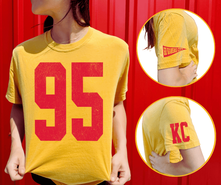 Oversized 95 - KC Pennant Sleeves (Pick Your Tee Color) - Graphic Tee - The Red Rival