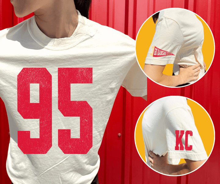 Oversized 95 - KC Pennant Sleeves (Pick Your Tee Color) - Graphic Tee - The Red Rival