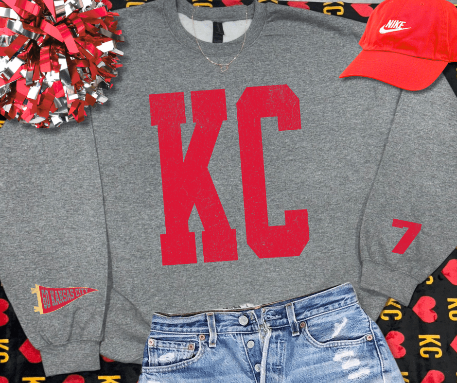 Oversized KC 7 Sleeve (Pick Your Sweatshirt Color) - Graphic Tee - The Red Rival