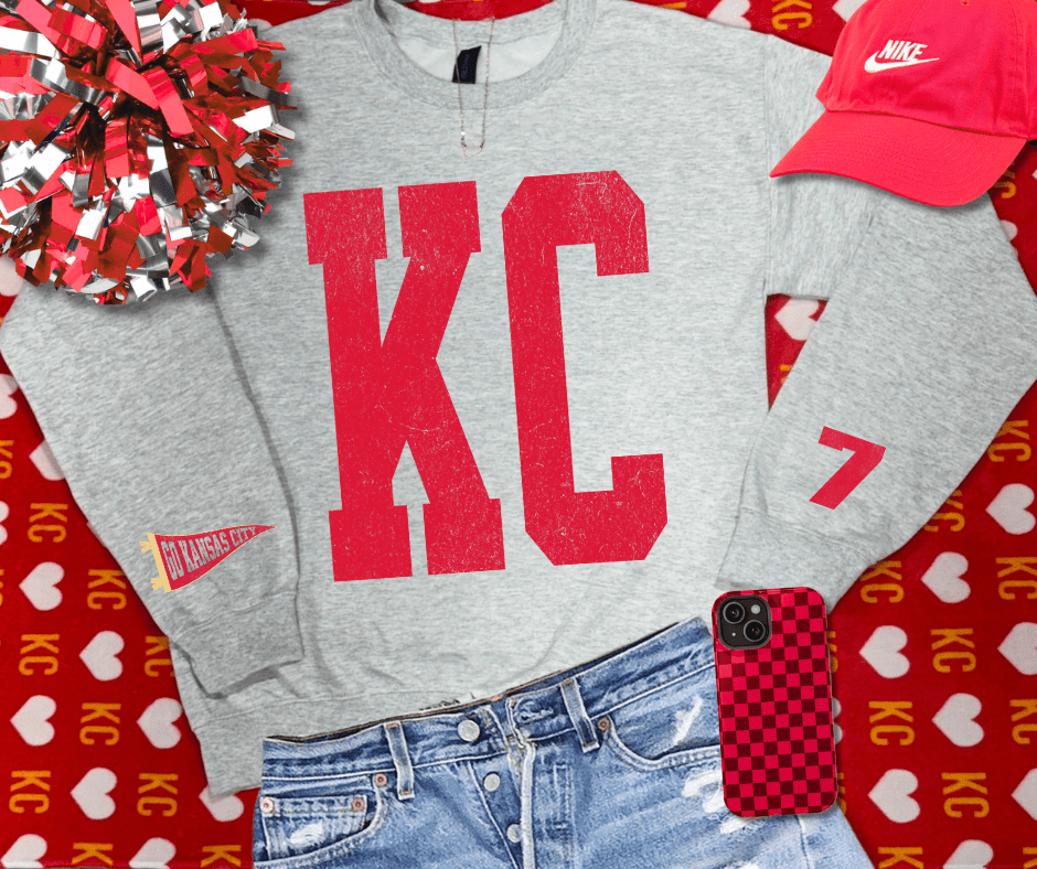 Oversized KC 7 Sleeve (Pick Your Sweatshirt Color) - Graphic Tee - The Red Rival