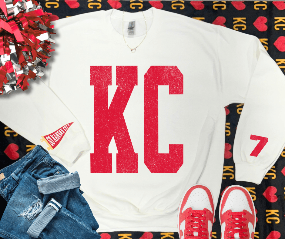 Oversized KC 7 Sleeve (Pick Your Sweatshirt Color) - Graphic Tee - The Red Rival