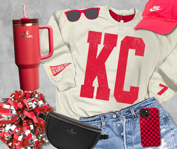 Oversized KC 7 Sleeve (Pick Your Sweatshirt Color) - Graphic Tee - The Red Rival