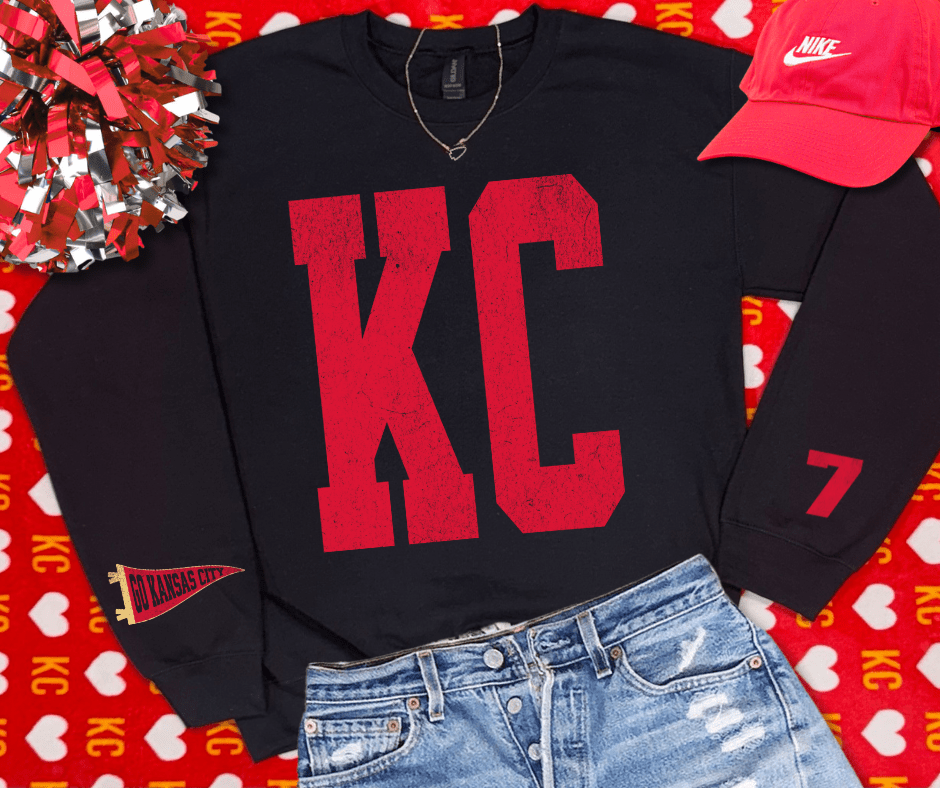 Oversized KC 7 Sleeve (Pick Your Sweatshirt Color) - Graphic Tee - The Red Rival