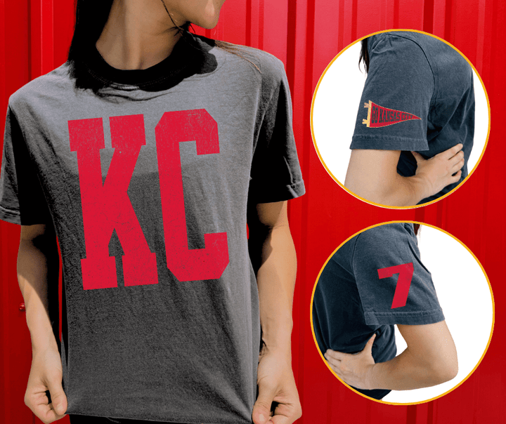 Oversized KC 7 Sleeve (Pick Your Tee Color) - Graphic Tee - The Red Rival