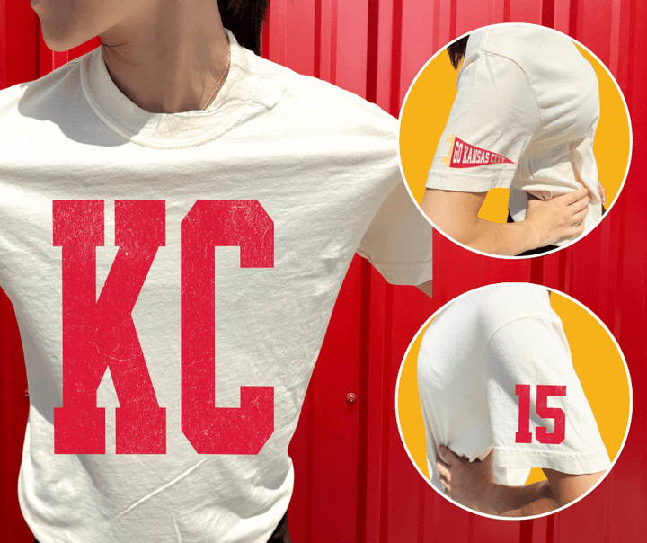 Oversized KC Pennant Sleeves Player 15 (Pick Your Tee Color) - Graphic Tee - The Red Rival
