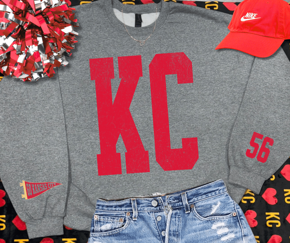Oversized KC Pennant Sleeves Player 56 (Pick Your Color) - Graphic Tee - The Red Rival