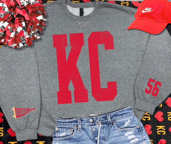 Oversized KC Pennant Sleeves Player 56 (Pick Your Color) - Graphic Tee - The Red Rival
