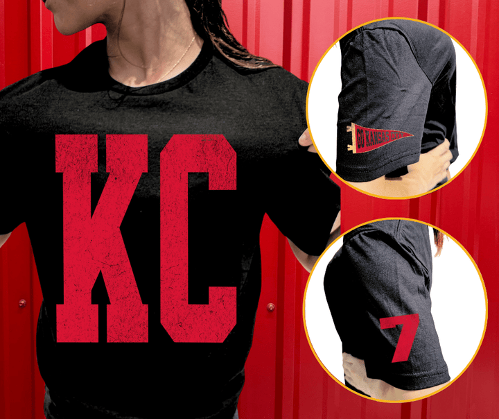 Oversized KC Pennant Sleeves Player 7 (Pick Your Tee Color) - Graphic Tee - The Red Rival