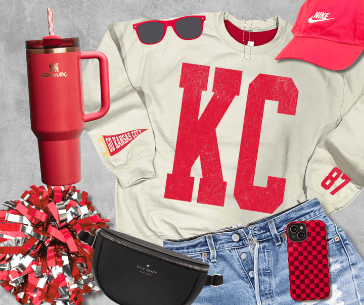 Oversized KC Pennant Sleeves Player 87 (Pick Your Color) - Graphic Tee - The Red Rival