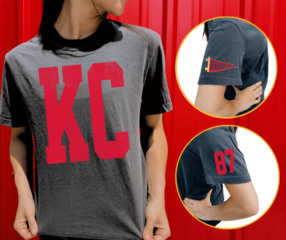 Oversized KC Pennant Sleeves Player 87 (Pick Your Tee Color) - Graphic Tee - The Red Rival