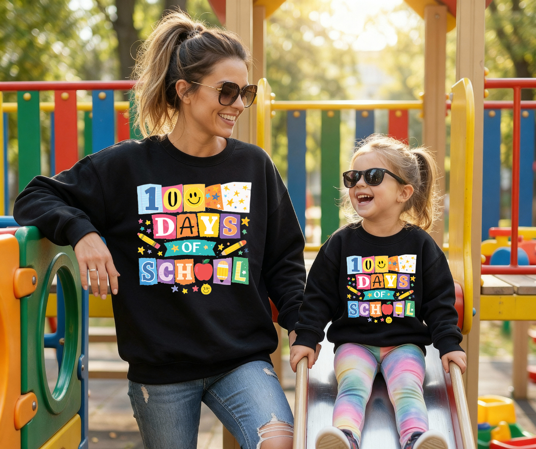 Paper Letters Happy Vibes 100 Days of School Black Tee or Sweatshirt - Tees - The Red Rival