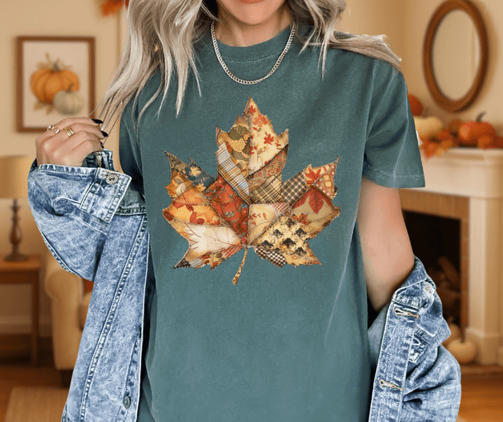 Patchwork Leaf (Pick Your Tee Color) - Tees - The Red Rival