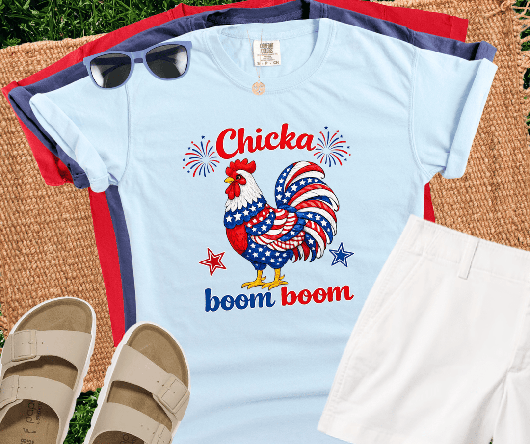 Patriotic Chicka Boom Light Blue Tee - Tees - The Red Rival
