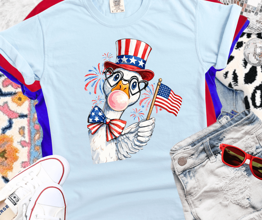 Patriotic Goose Neckin Light Blue Tee - Tees - The Red Rival