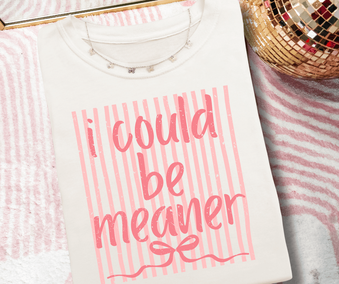 Pink I Could Be Meaner Ivory Tee - Tees - The Red Rival