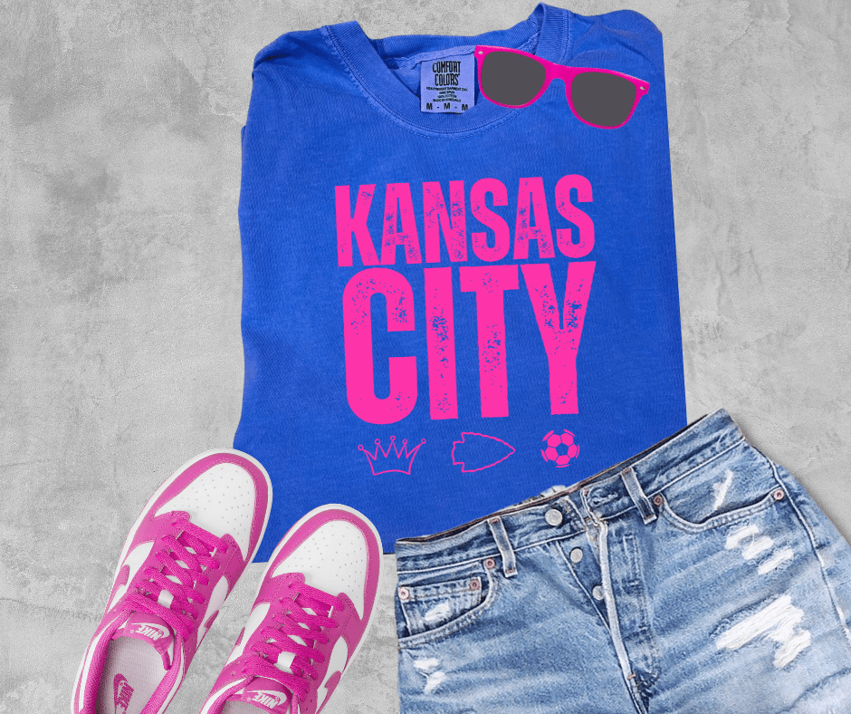 Pink Kansas City Sports Icons Blue Tee - Graphic Tee - The Red Rival