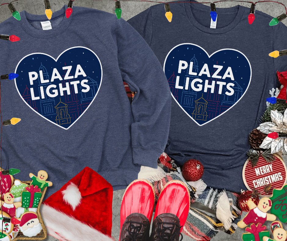Plaza Lights Heart Heather Navy Tee or Sweatshirt (Pick your style) - Tees - The Red Rival
