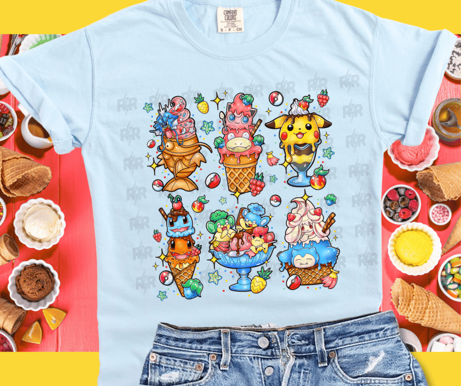 Pokémon Ice Cream Characters - Graphic Tee - The Red Rival
