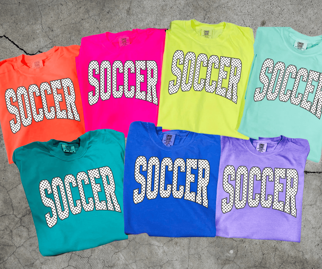 Polka Dot Soccer Letters (Pick your tee color) - Graphic Tee - The Red Rival