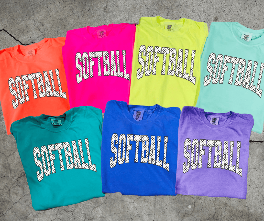 Polka Dot Softball Letters (Pick your tee color) - Graphic Tee - The Red Rival