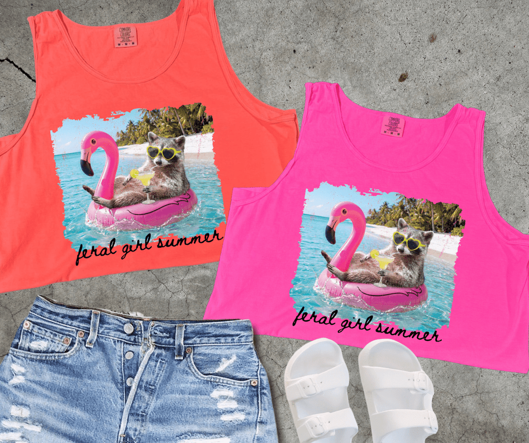Pool Racoon Feral Girl Summer TANK (Choose your color) - Tees - The Red Rival