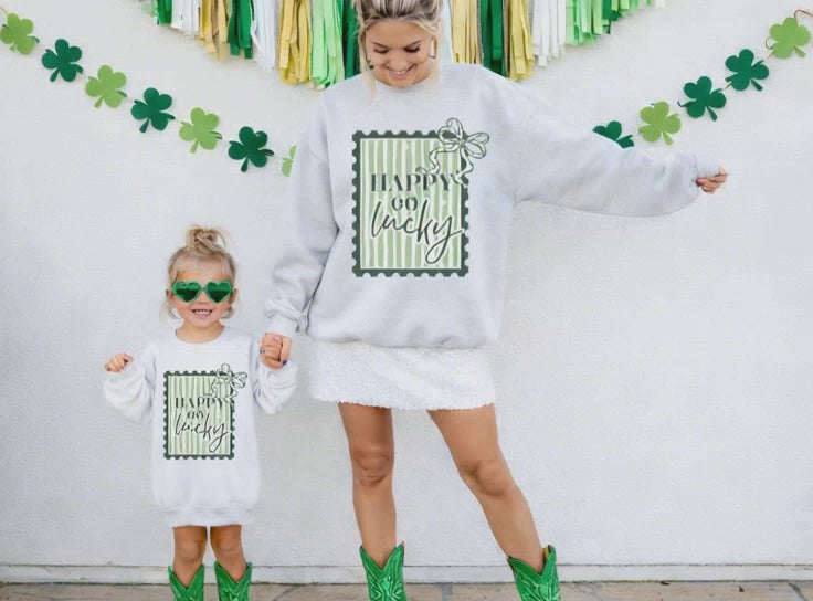 Happy Go Lucky Postage Stamp Tee or Sweatshirt
