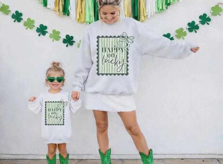 Happy Go Lucky Postage Stamp Tee or Sweatshirt