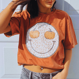 Pumpkin Smile Face Orange Graphic Tee - Apparel & Accessories - The Red Rival