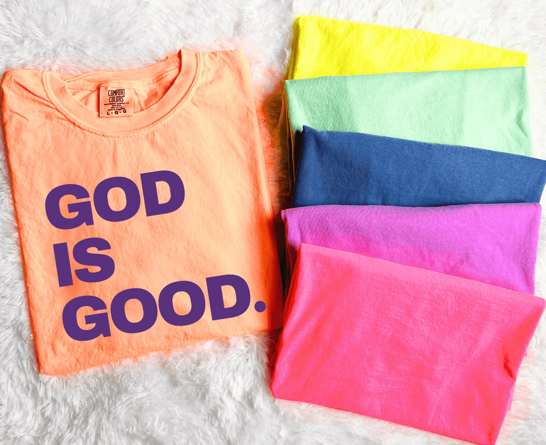 Purple God Is Good on Orange Tee - Graphic Tee - The Red Rival