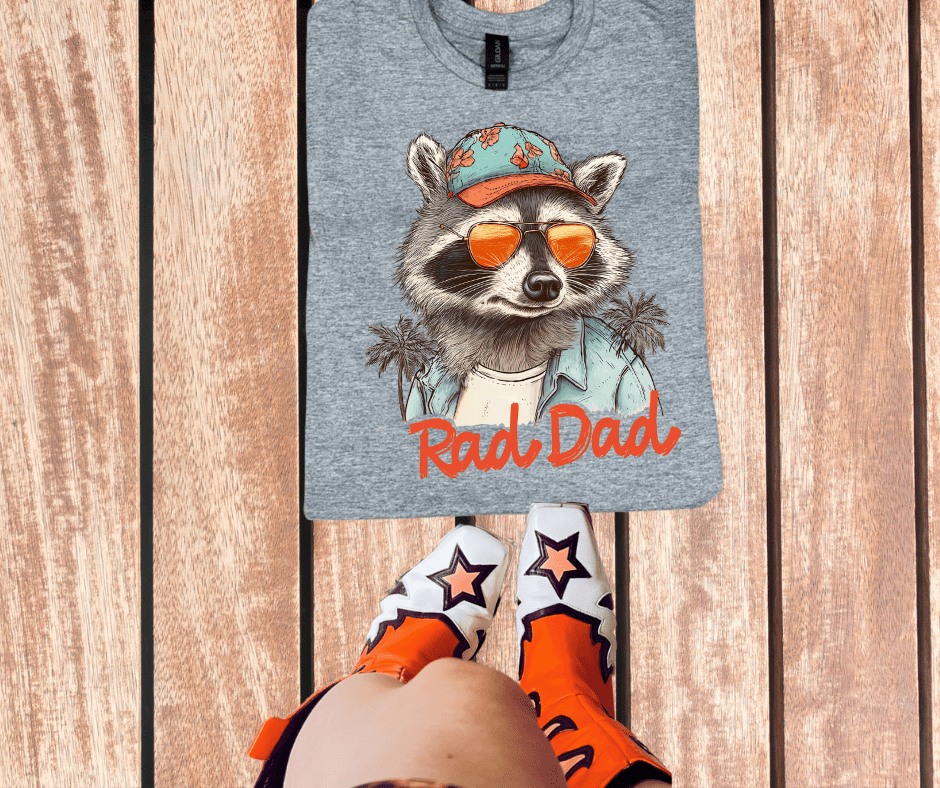 Rad Dad Racoon with Palm Trees - Graphic Tee - The Red Rival