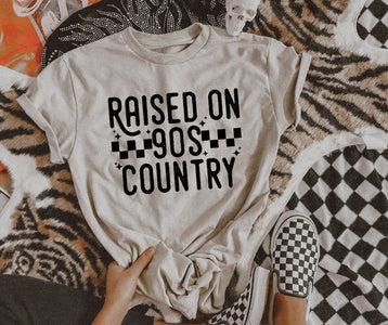 Raised on 90s Country Tan Tee - Graphic Tee - The Red Rival