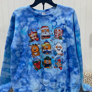 READY TO SHIP - Size: Adult L - Rudolph Characters on Blue Tie - Dye - Apparel & Accessories - The Red Rival