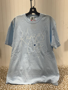 READY TO SHIP - Size: Adult Large - Kansas City Script Blue Heart - Apparel & Accessories - The Red Rival