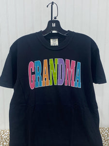 READY TO SHIP - Size: Adult M - Colorful Grandma Varsity letters - Black Tee - Apparel & Accessories - The Red Rival