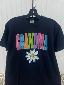 READY TO SHIP - Size: Adult M - Colorful Grandma w/ Daisy Varsity letters - Black Tee - Apparel & Accessories - The Red Rival