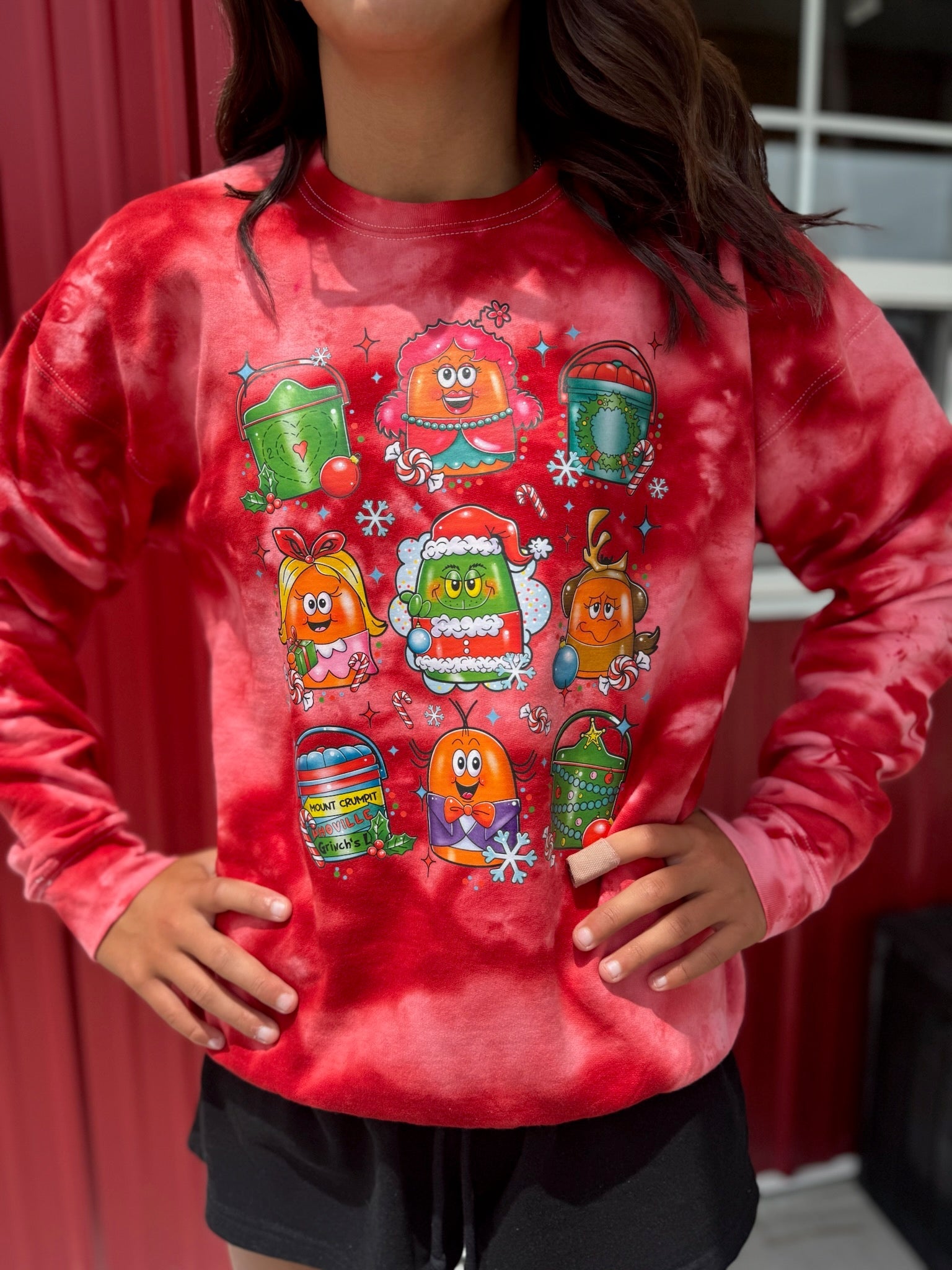 READY TO SHIP - Size: Adult M - Grinch Characters on Red Tie - Dye - Apparel & Accessories - The Red Rival
