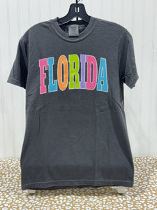 READY TO SHIP - Size: Adult S - Colorful Florida Varsity letters - Pepper Tee - Apparel & Accessories - The Red Rival