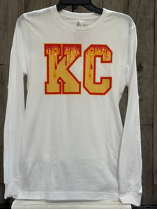 READY TO SHIP - Size: Adult Small - KC Ice Cream Cone Drip Letters White Long Sleeve - Apparel & Accessories - The Red Rival