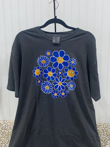 READY TO SHIP - Size: Adult XL - Yellow/Blue KC Baseball Happy Flowers - Apparel & Accessories - The Red Rival