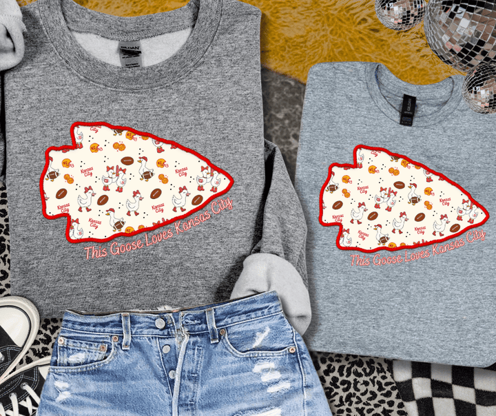 Red Arrowhead This Silly Goose Loves Kansas City (Pick Style & Tee Color) - Wholesale - The Red Rival